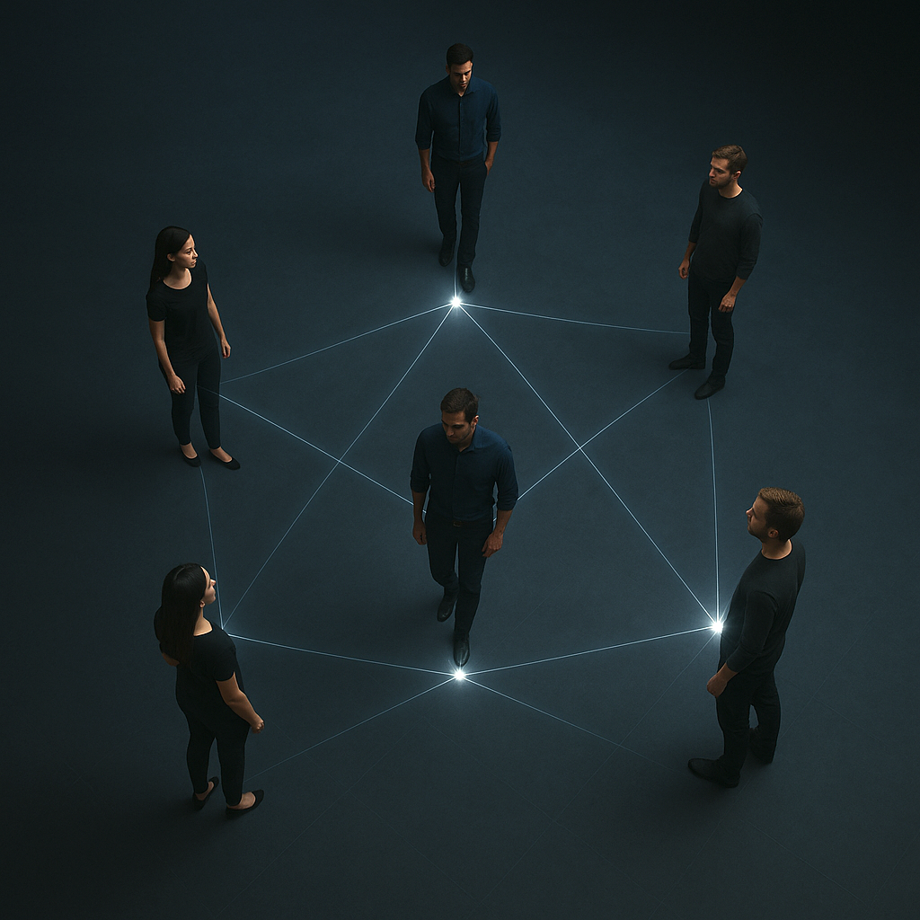 Personas conectadas por líneas de trabajo en red